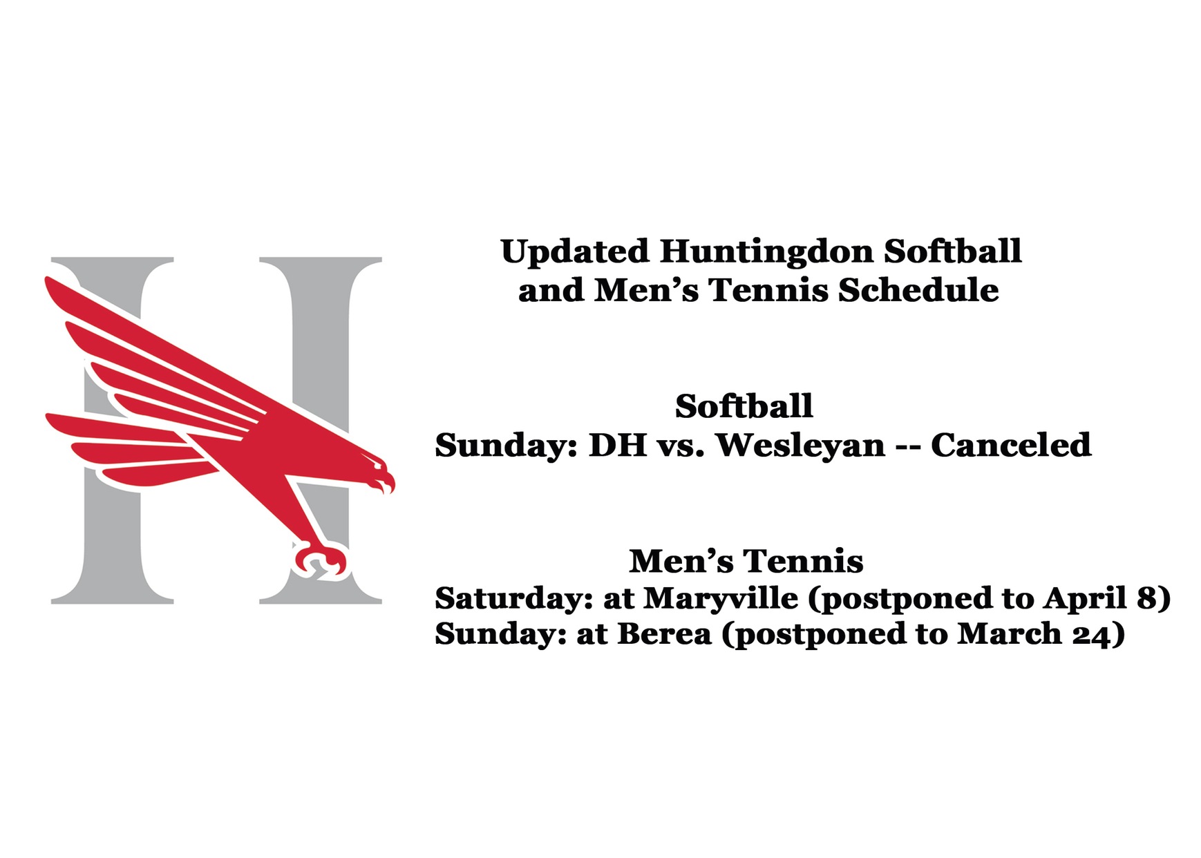 Weather changes weekend softball and men&rsquo;s tennis schedules