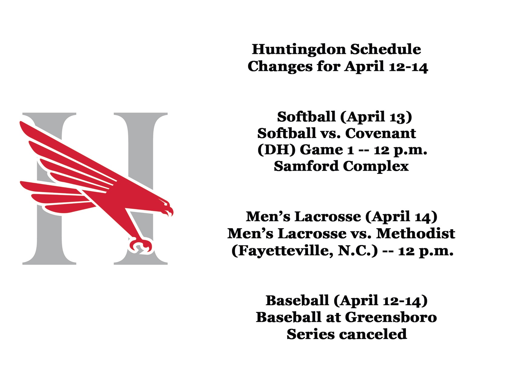 Weather forces changes for softball, baseball and men&rsquo;s lacrosse