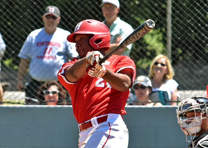 Senior Anthony Spivey was 3-for- 4 with two home runs, a triple, six RBIs and three runs in Sunday's win over Guilford. (Photo by Wesley Lyle)