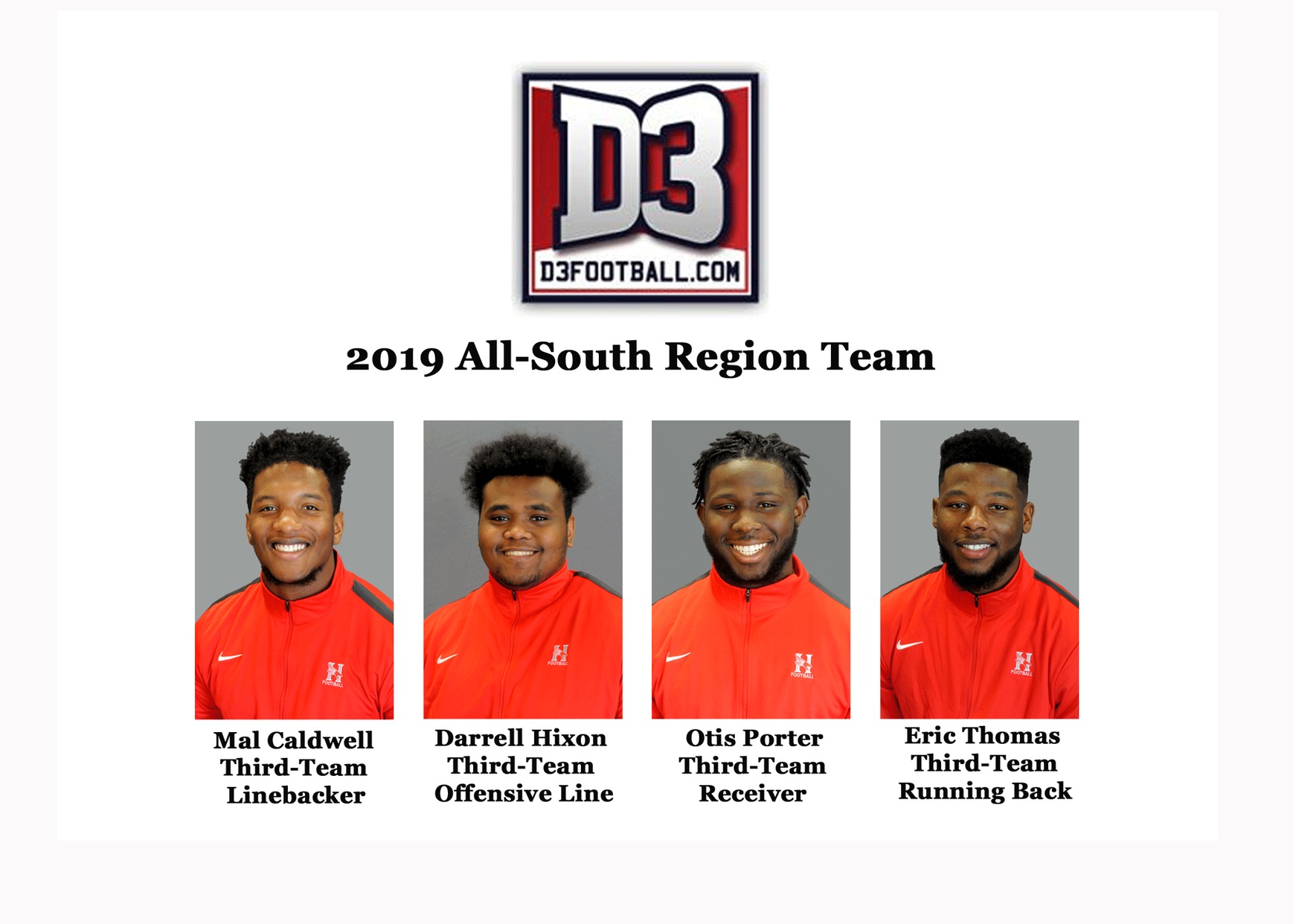 Porter, Thomas, Hixon and Caldwell earn All-Region honors