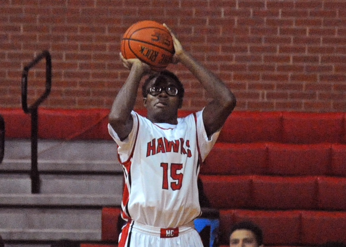 R.J. Jones was 6-of-9 from 3-point range and finished with a team-high 18 points in Saturday's 97-71 loss to Maryville. (Photo by Wesley Lyle)
