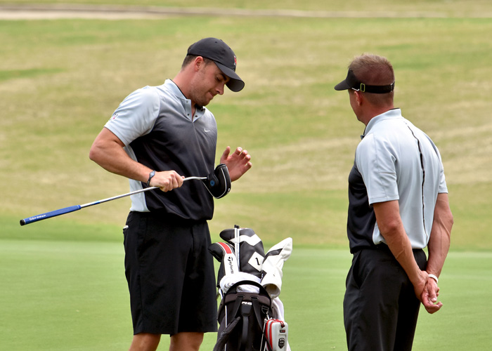 Senior Addison Lambeth shot a 3-under-par 69 and leads the field after the opening round of the NCAA Division III Men's Golf Championship on Tuesday. Huntingdon leads the team standings with a 5-over 293. (Photo by Wesley Lyle)