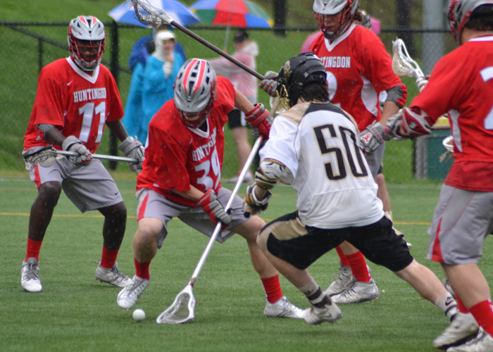 Glen Troxell (#39) battles for a ground ball in Sunday's loss to Ferrum in the SEILC title game. (Photo By Alex Smith, Piedmont College)