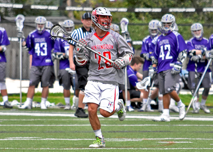 Senior Karson Hastings recorded four assists in Sunday's 21-1 win over Dallas to become Huntingdon's career assist leader. (Photo by Wesley Lyle)