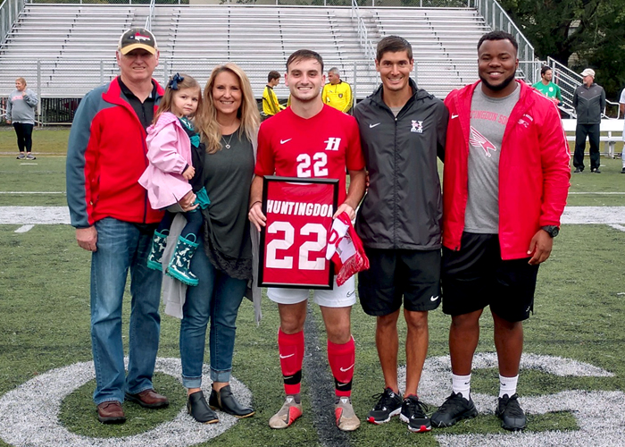 The Huntingdon men's soccer team recognized senior Logan Tucker during Saturday's Senior Day.