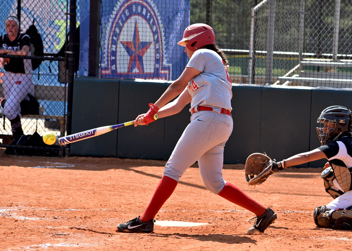Haley Riddle drove in the winning run in the bottom of the seventh inning in an 8-7 win over Meredith. Riddle was also the winning pitcher in the game. (Photo by Wesley Lyle)
