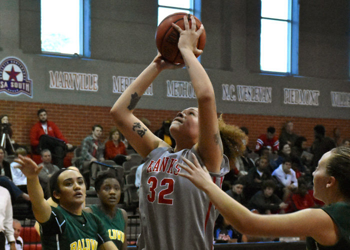 Juliette Harp turned in her 11th double-double of the season with 15 points and 13 rebounds on Sunday at Ferrum. The sophomore also matched her career-high with five blocks.