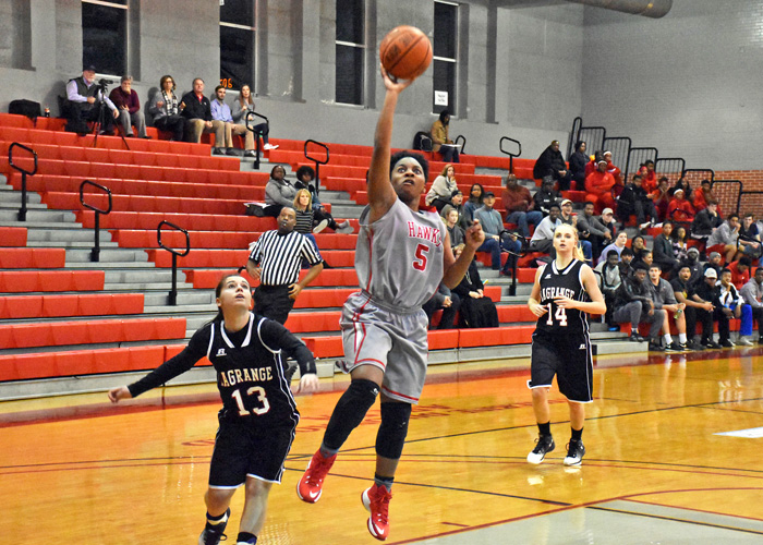Freshman Maia Hill scored 14 points in Saturday's 66-45 win over Agnes Scott. (Photo by Wesley Lyle)