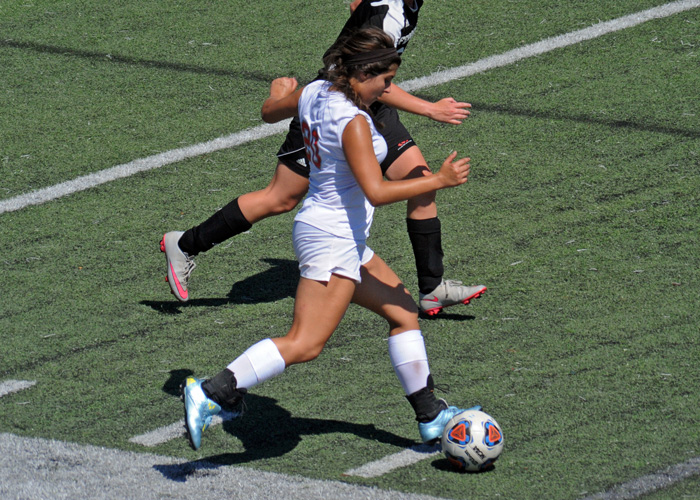 Kyelie Cudnohoske scored the Lady Hawks' lone goal in a 2-1 overtime loss to William Peace on Sunday. (Photo by Wesley Lyle)